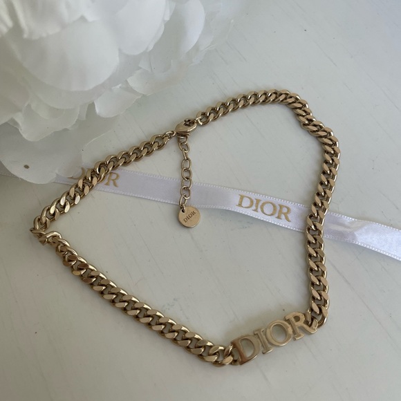 ❌SOLD OUT❌Dior Champaign Gold Spelled Logo Chain Choker - Picture 11 of 11